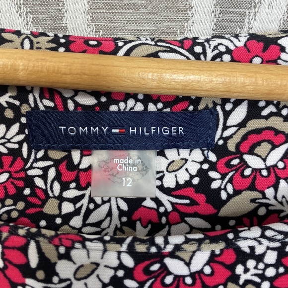 Tommy Hilfiger Dress A-Line Sleeveless Floral Print Pink Tan Black White Size 12 - Picture 3 of 4